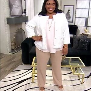 Dennis Basso Cream Straight Leg Pants